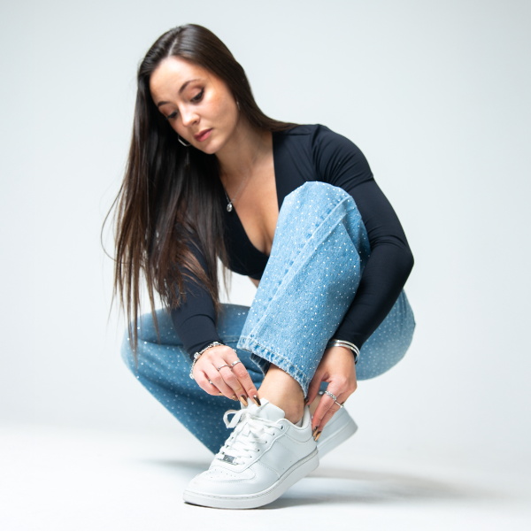 [FLOW WHITE] Unisex Low-Top White Dance Sneakers