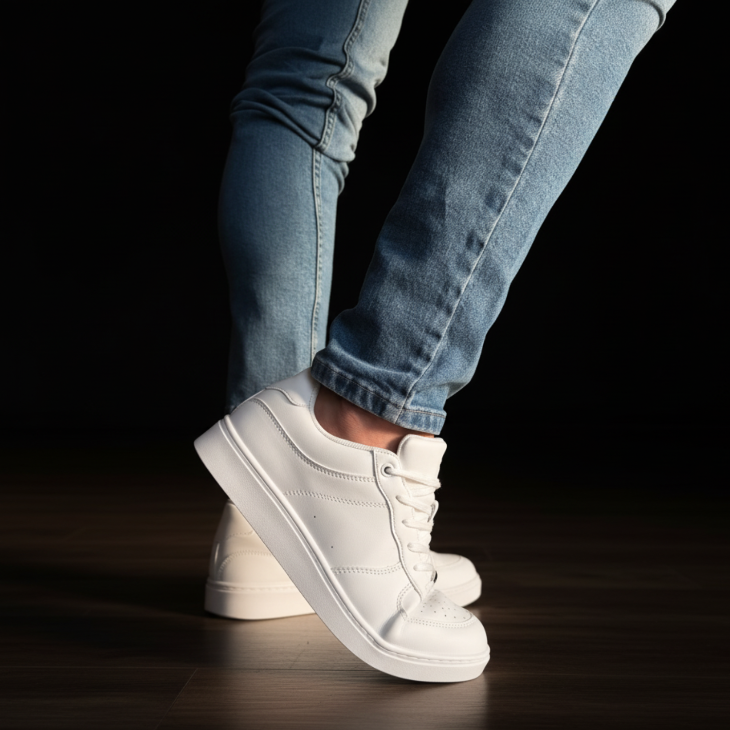 [FLOW WHITE] Unisex Low-Top White Dance Sneakers
