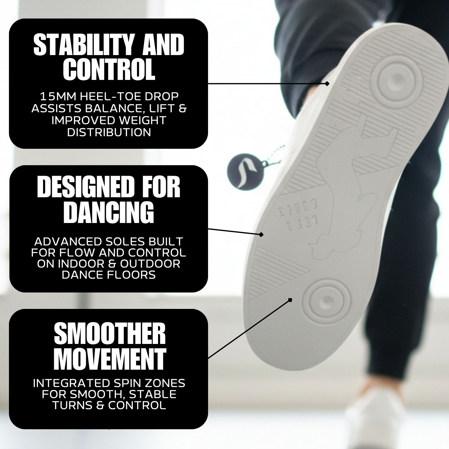 [BIANCO] Unisex Low-Top White Dance Sneakers