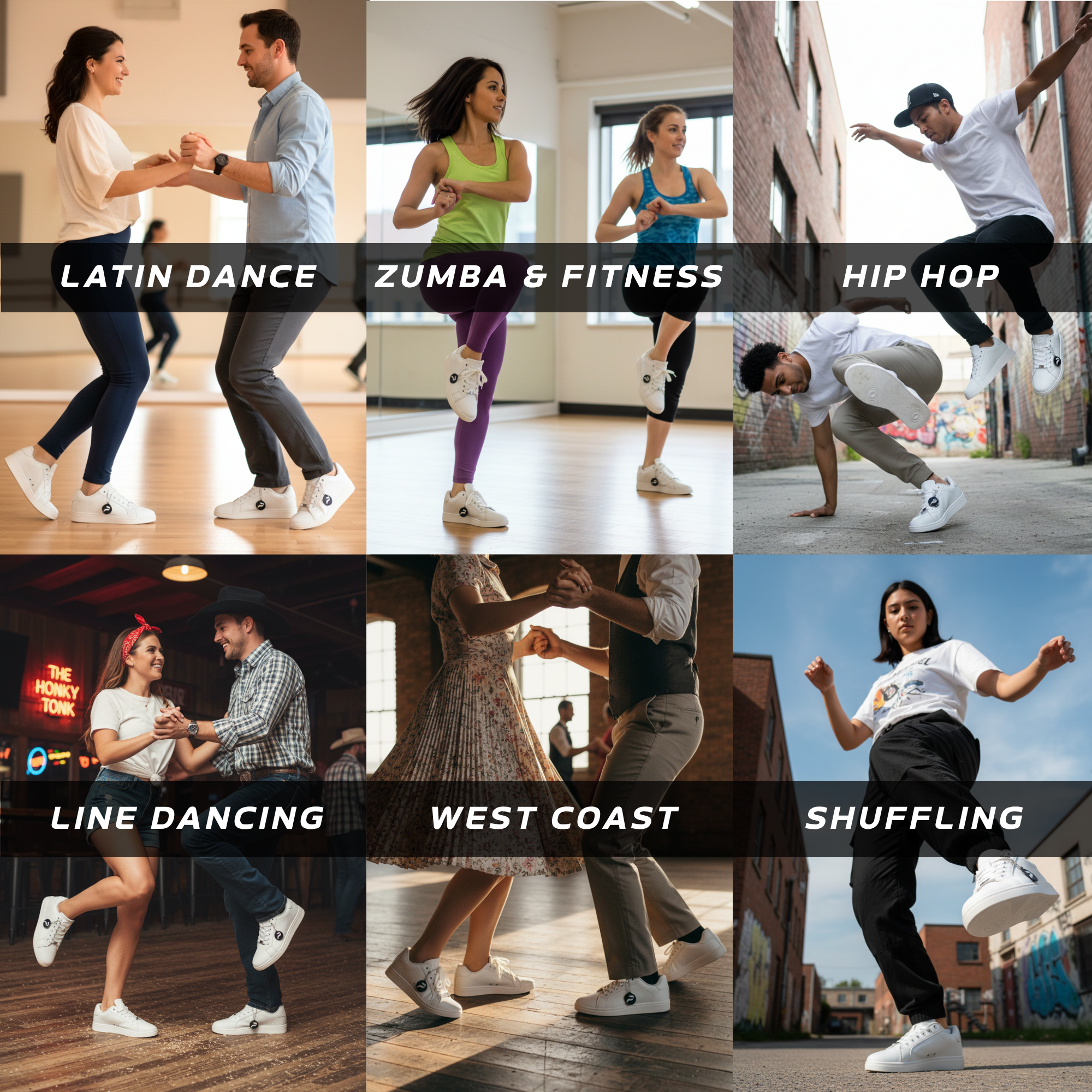 [BIANCO] Unisex Low-Top White Dance Sneakers