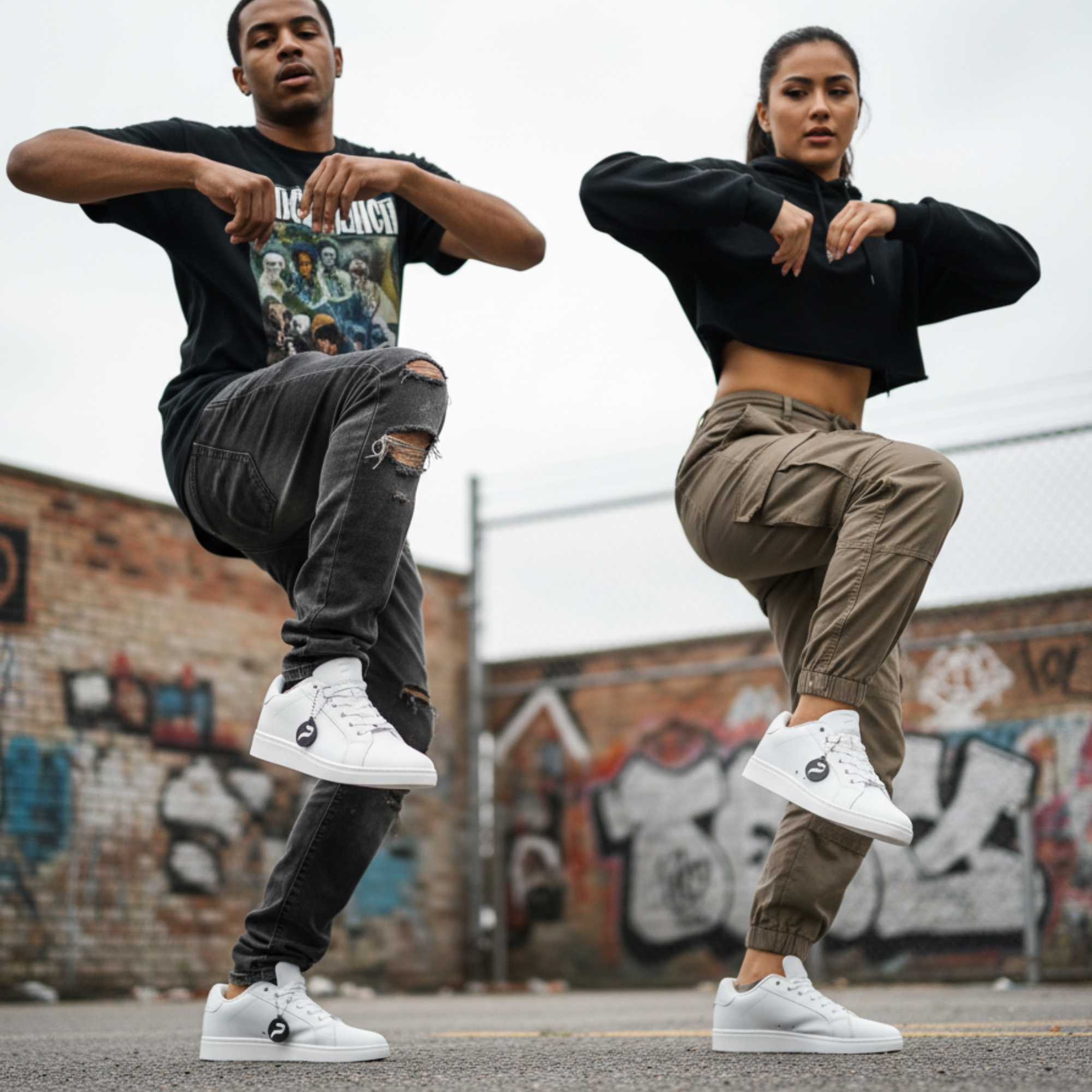 [BIANCO] Unisex Low-Top White Dance Sneakers