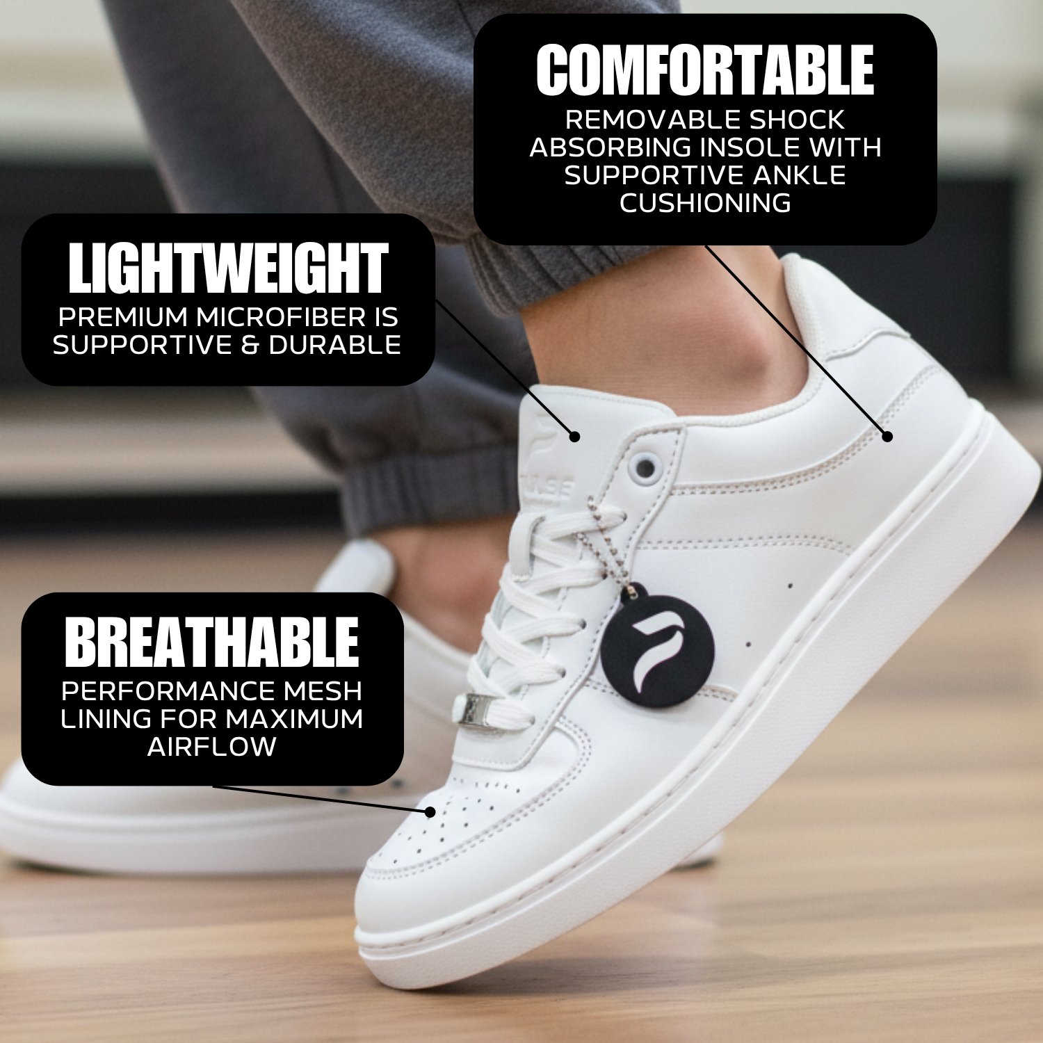 [FLOW WHITE] Unisex Low-Top White Dance Sneakers