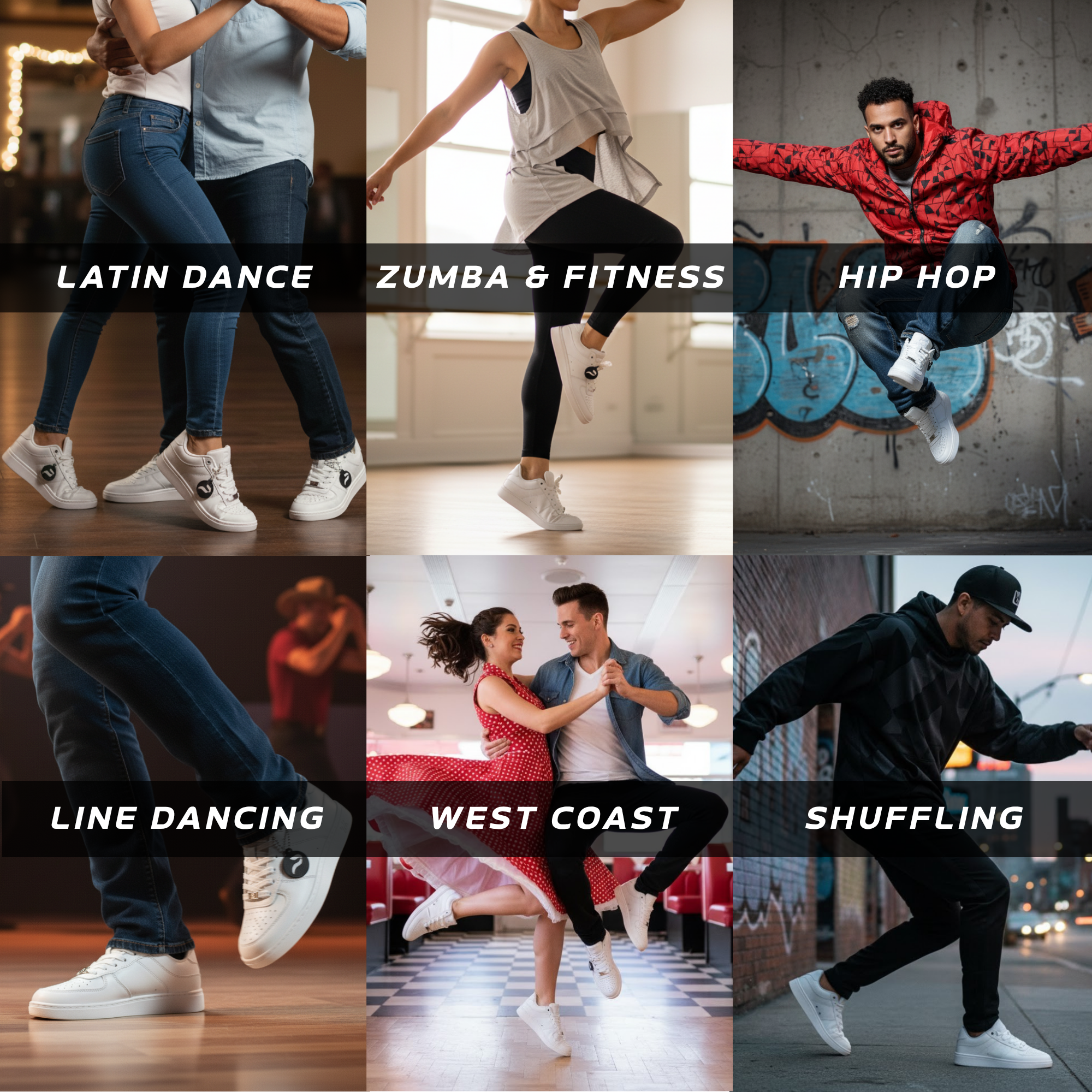 [FLOW WHITE] Unisex Low-Top White Dance Sneakers