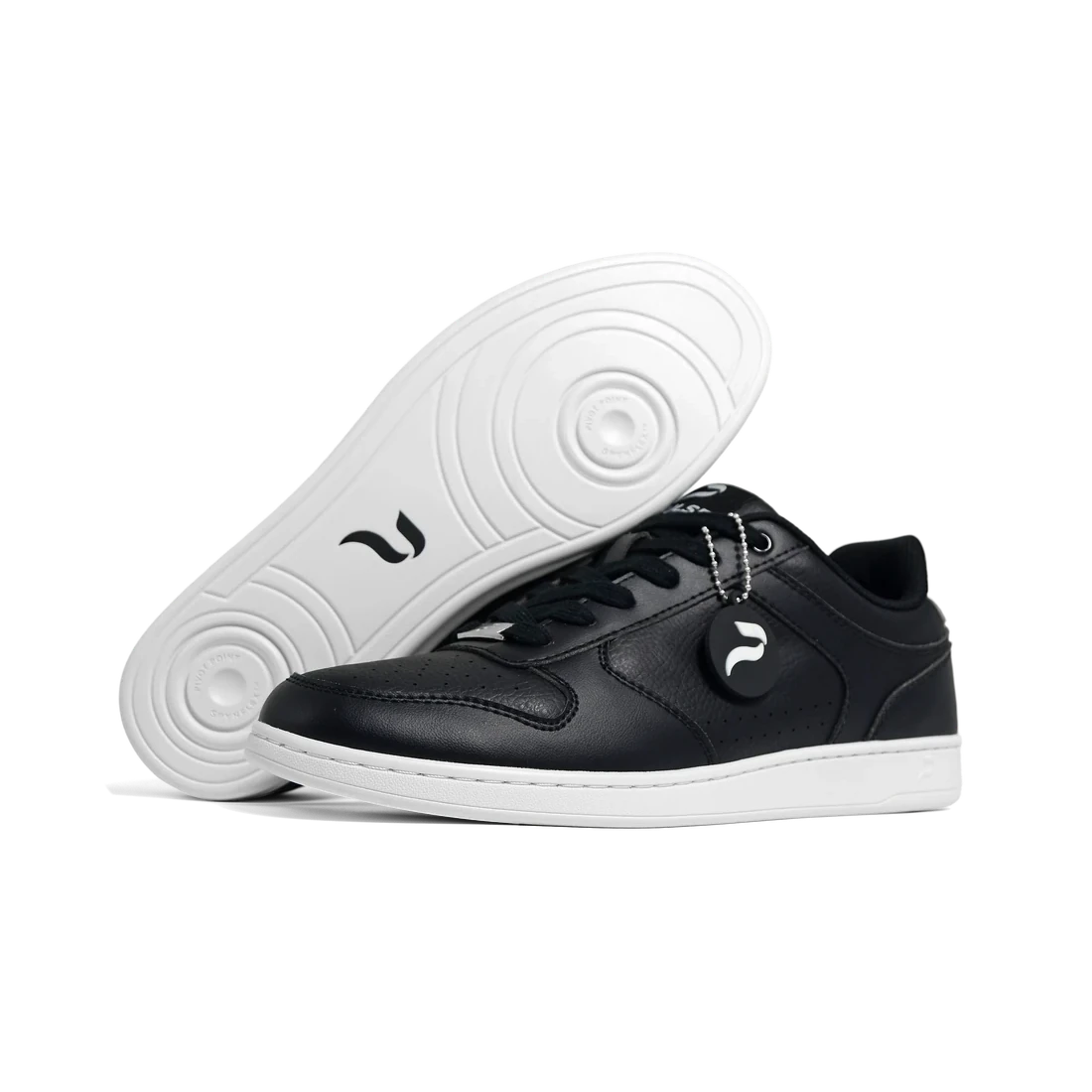 Flow 2 Black dance sneaker, front three-quarter with sole