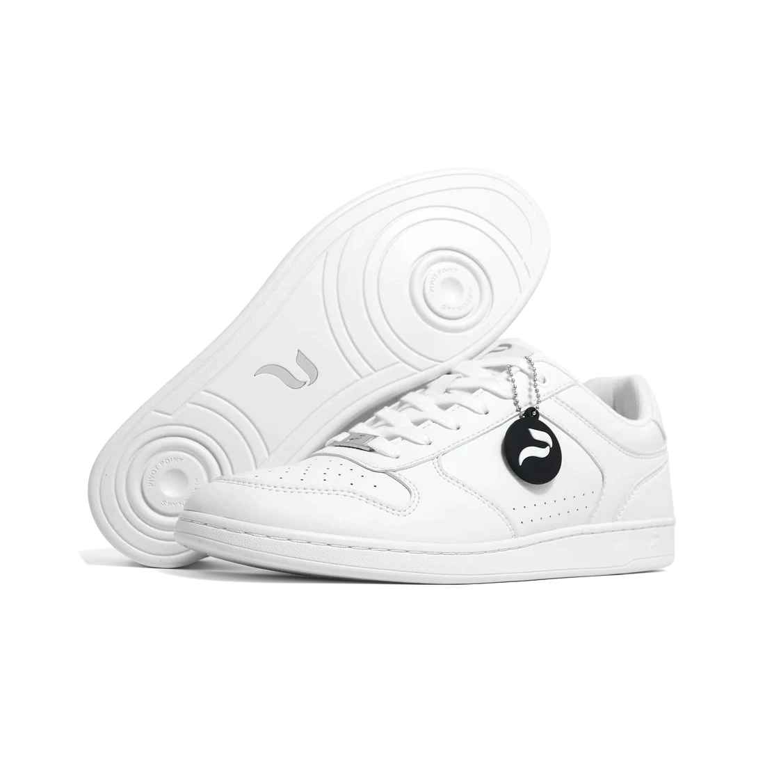 Flow 2 White dance sneaker, front three-quarter with sole
