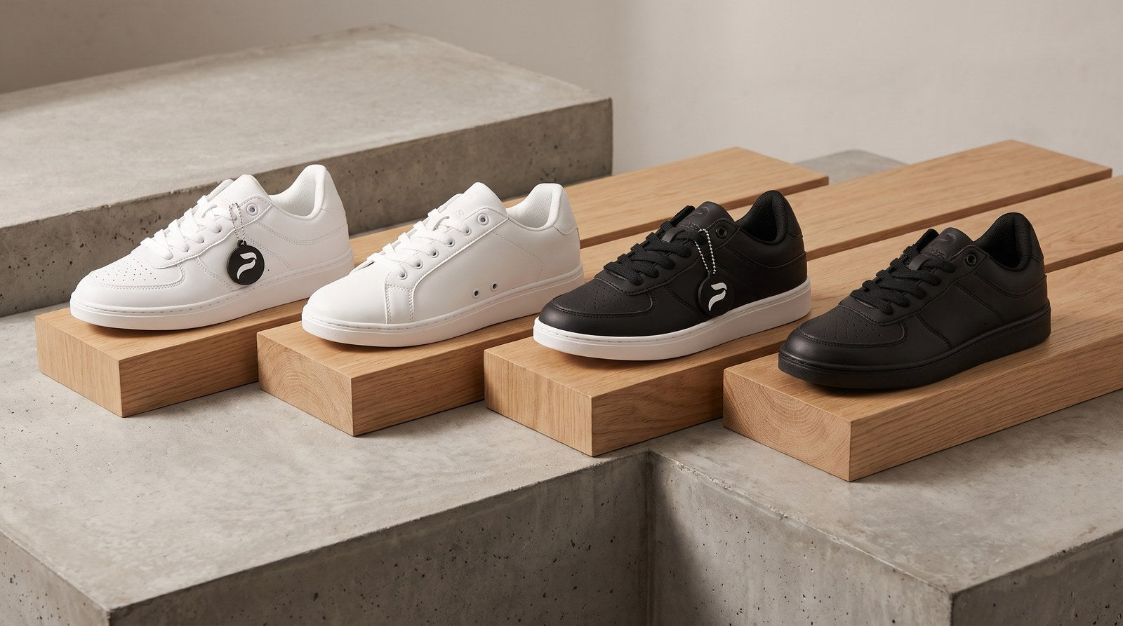 All four Pulse Dance Shoes styles on oak blocks and concrete