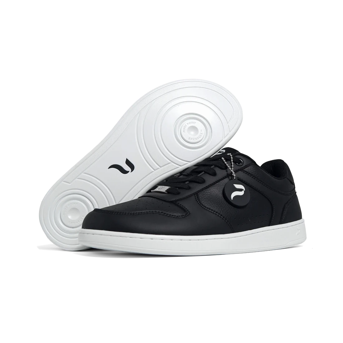 Flow 2 Wide Black dance sneaker, front three-quarter with sole